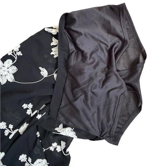 ANGL Sheer Black And White Embroidered Wide Leg Pallazo Pants Size Small - Picture 6 of 12